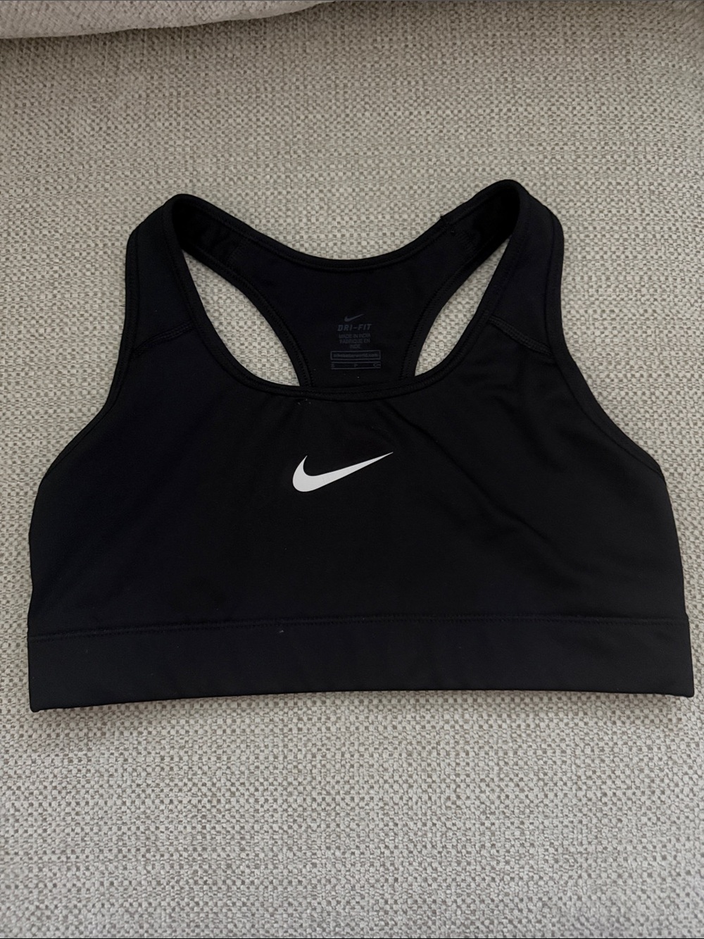 Nike Black Racerback Sports Bra with White Swoosh